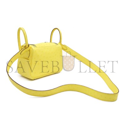 HERMES MASTER LINDY MINI 19 BAG OSTRICH PALLADIUM HARDWARE (19*12*9.5cm) HERMES MASTER LINDY MINI 19 BAG OSTRICH PALLADIUM HARDWARE (19*12*9.5cm)